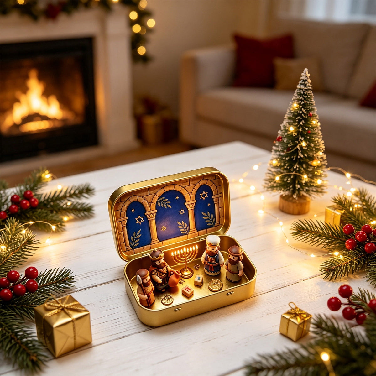 Mini Christmas Nativity Set In Tin Box Jesus Birth Scene Figurines Decoration for Tabletop Party Office Decor & Christian Holiday Gifts