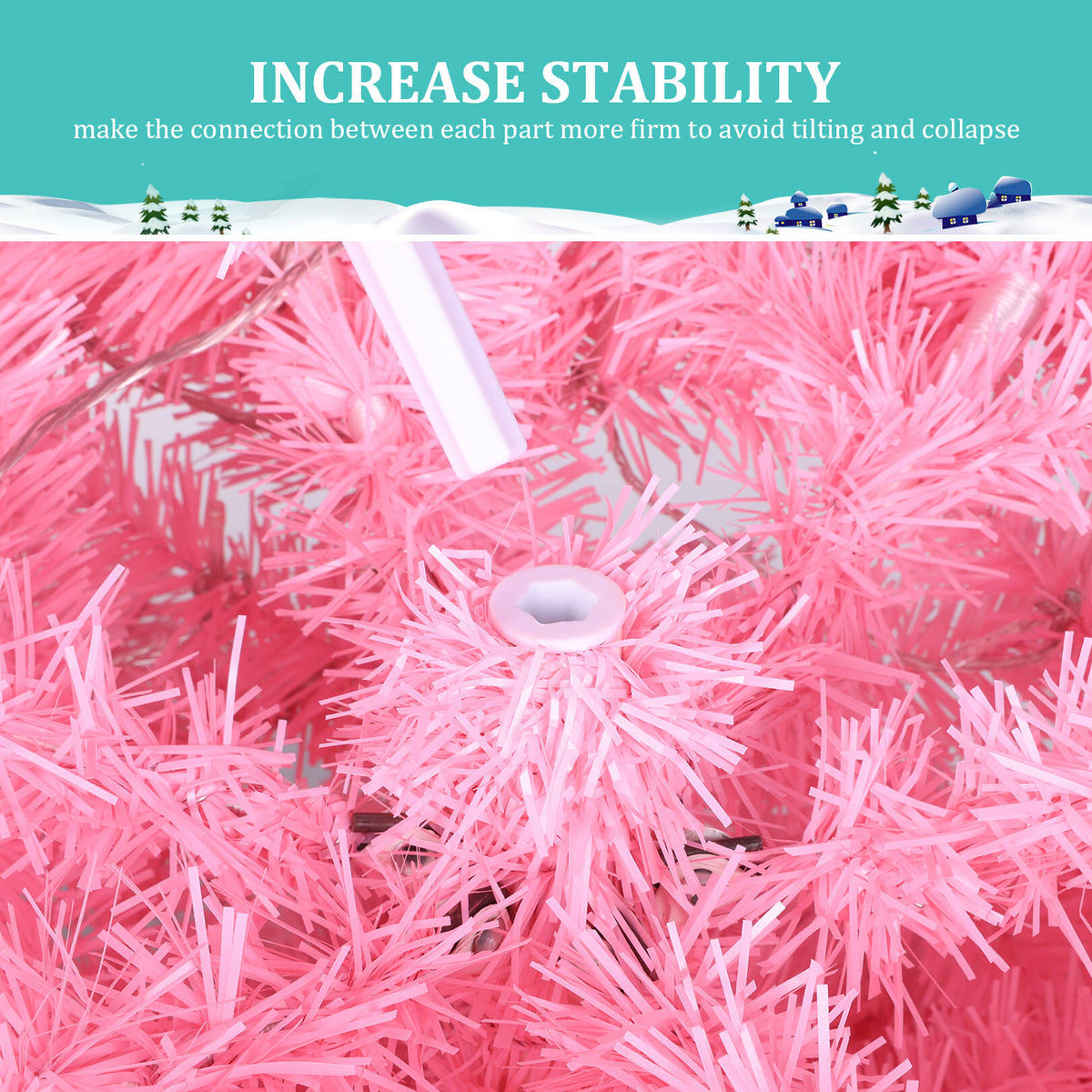 Funcid 6ft Pink Artificial Christmas Tree, Hinged Spruce Full Tree with 1477 Branch Tips, Foldable Metal Stand, New PVC Material, Xmas Tree for Indoor and Outdoor Decoration