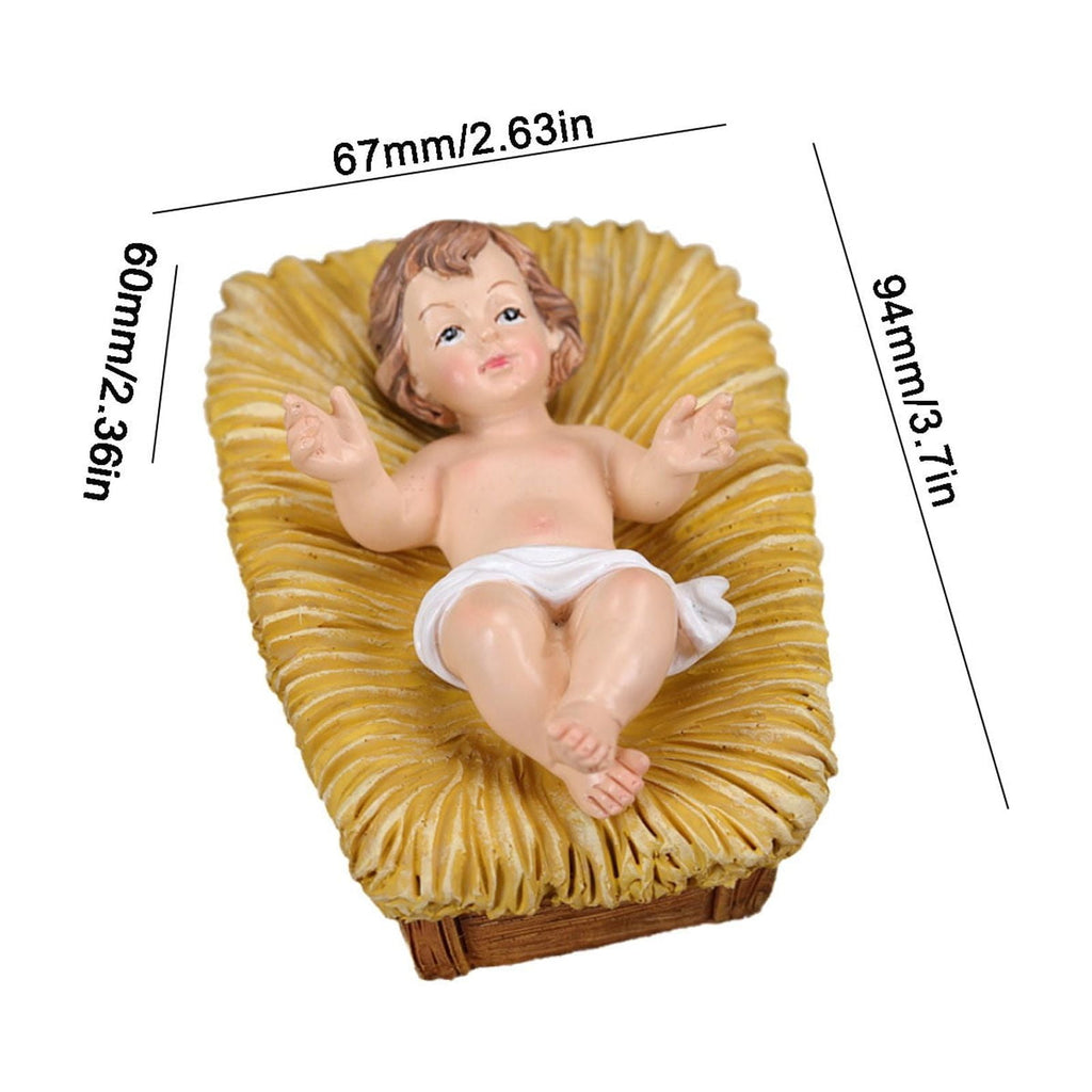 EWSFHUI Nativity Scene Ornament of Baby Jesus, Baby Jesus Christ in Manger Resin Figurines, Nativity Scene for Christmas Indoor -A