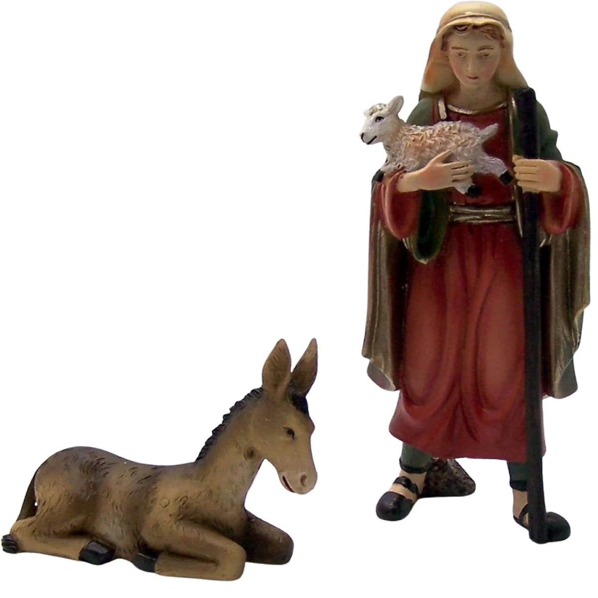 Roman Nativity with Stable Shepherd and Donkey 6 Piece Set