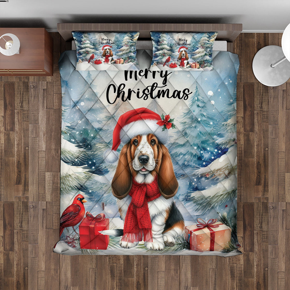 Merry Christmas French Bulldog Enjoys Woofmas Winter Xmas Holiday Quilt Bedding Set Dog Lover Gifts 1 Blanket Bed Cover 2 Pillowcases - 02022