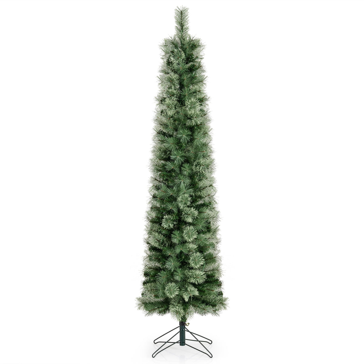 Costway 7 FT Pre-Lit Pencil Artificial Christmas Tree with 150 LED Warm White Lights,8 Modes