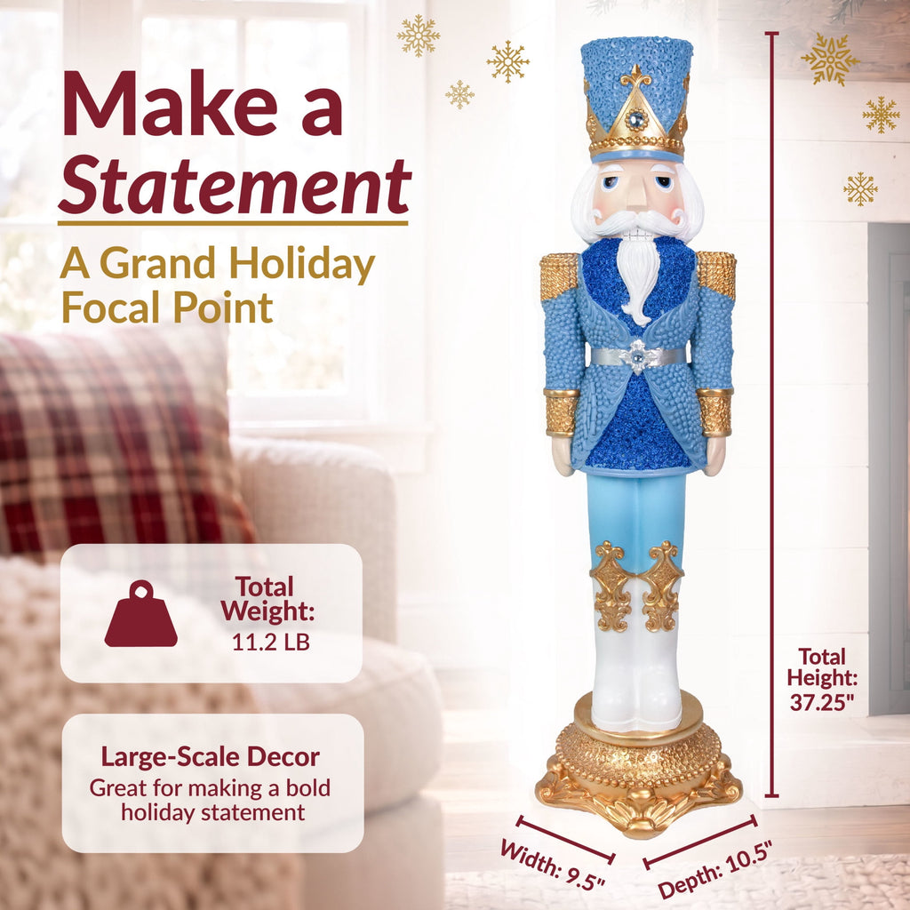 Sunnydaze Pink Polyresin Kenneth the Princely Nutcracker Christmas Statue, 37"