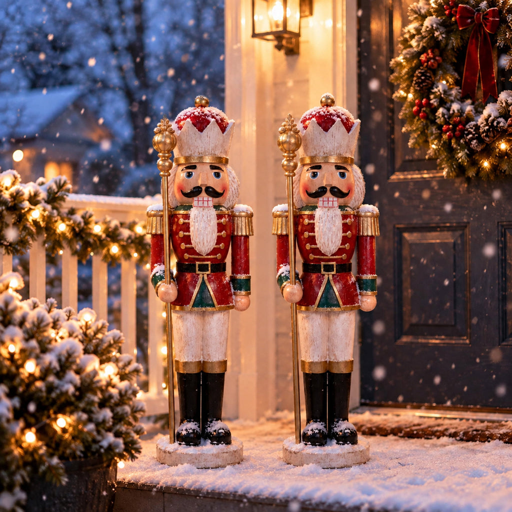 Sunnydaze Green Polyresin Gregor the Rustic Nutcracker Christmas Statue, 33"