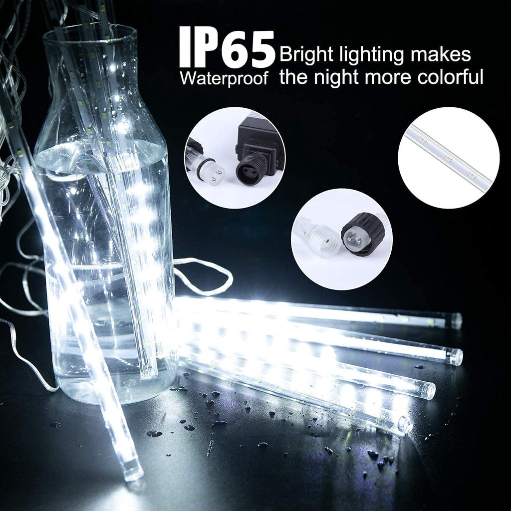 Christmas Lights, Meteor Shower Icicle String Lights, 18 Inches 8 Tubes 288 LED Christmas Lights Outdoor Dropping Lights, Hanging Falling Rain Lights Holiday Christmas Tree Lights, Blue