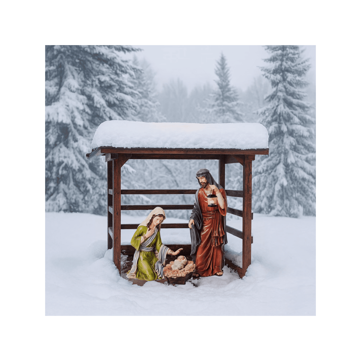 Evergreen 3-Piece Mary, Joseph and Baby Jesus Nativity Outdoor Safe Garden Set