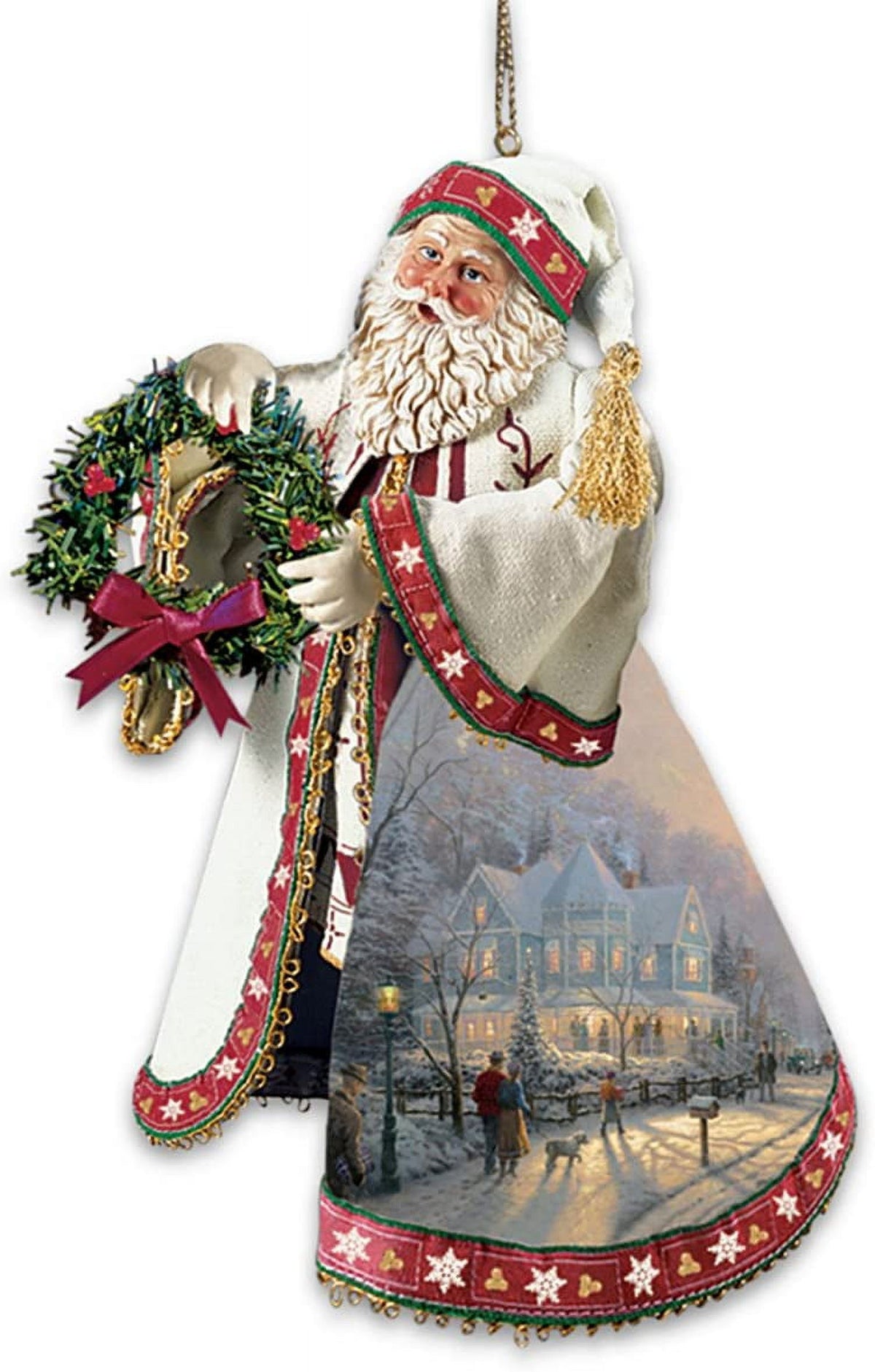 The Ashton-Drake Galleries Santa Claus Heirloom Ornaments #1 with Artwork: Set of 3 Christmas Decoration by Thomas Kinkade 4-inches
