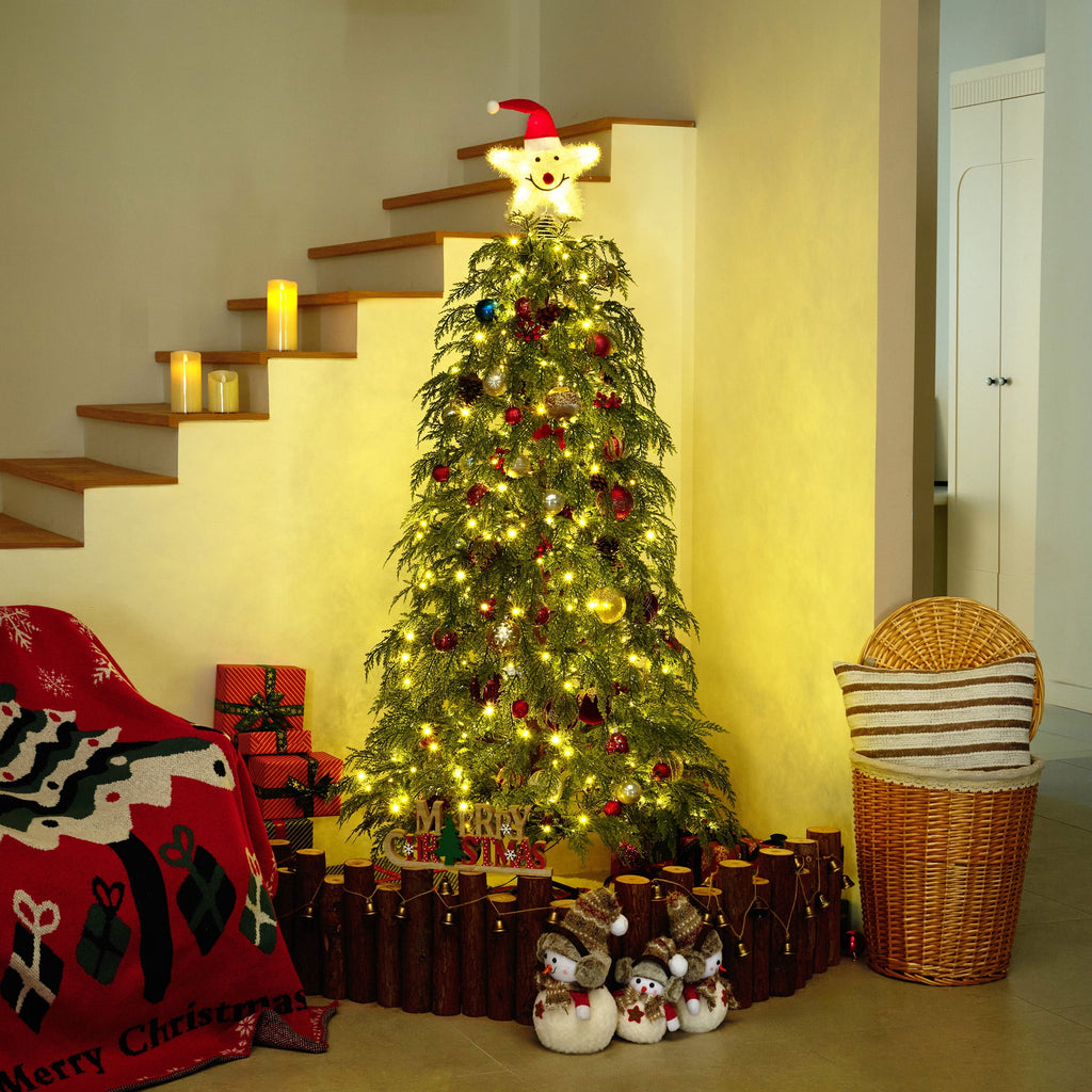 DR.Planzen 24" Pre-Lit Green Cypress Artificial Christmas Tree with 30 Warm White LED Lights, Mini Tabletop Xmas Tree in Woven Basket Base, Indoor Holiday Decoration