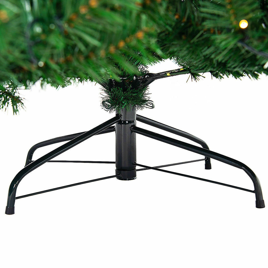 Costway 9Ft Pre-Lit PVC Christmas Tree Hinged 700 LED Lights Green
