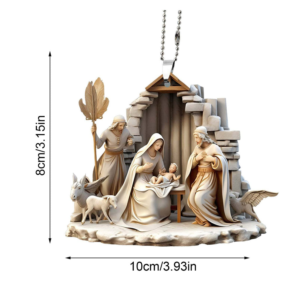 AuroraX Modern Christmas Decoration Hanging Acrylic Christmas Nativity Sets Neutral 2025 Decorative Nativity for Christma Tree,Home Decor