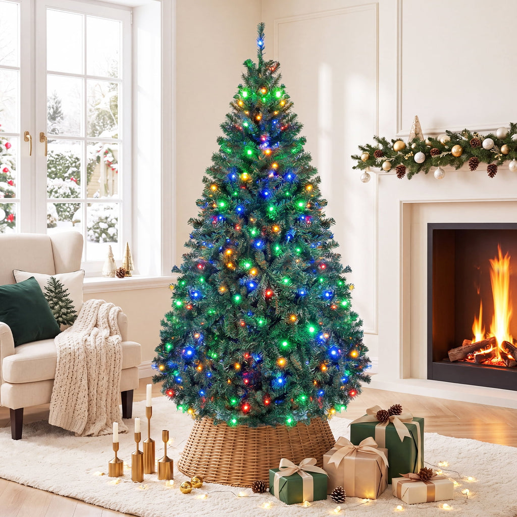 Costway 8Ft Pre-Lit Artificial Christmas Tree Hinged 750 LED Lights