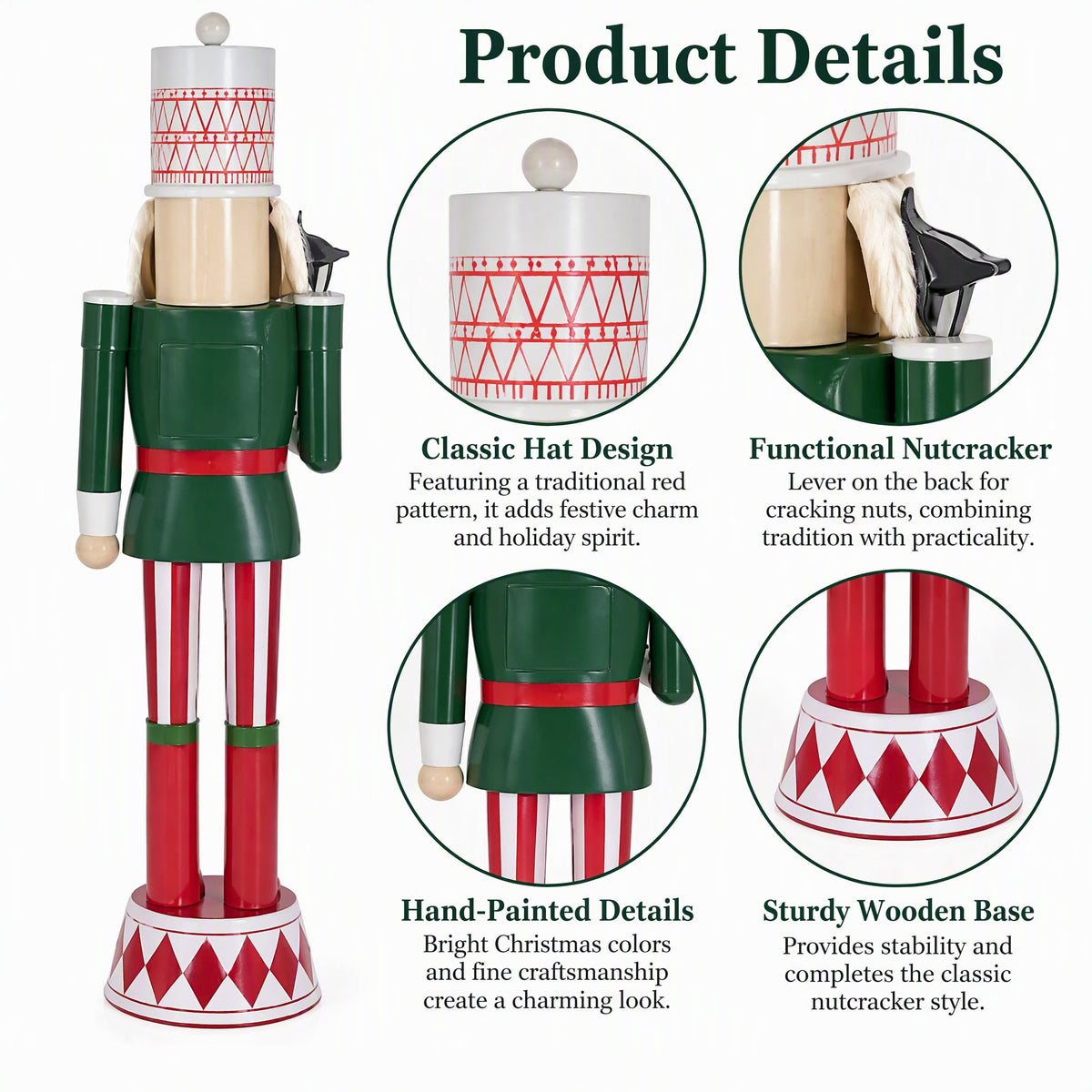 IRONHALL Holiday Classic Iron Nutcracker Decor, Christmas Metal Nutcracker Figurine, Indoor Tabletop Xmas Ornament for Festive Home Decor