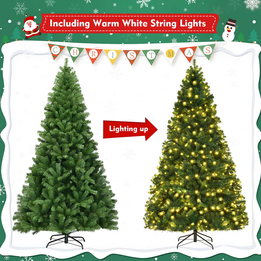 DAYBETTER 6ft Christmas Tree Artificial, Pre-lit with 250 LED Warm White Lights, 800 Branch Tips, Foldable Sturdy Metal Stand for Festival Home, Office Decor, Indoor and Outdoor