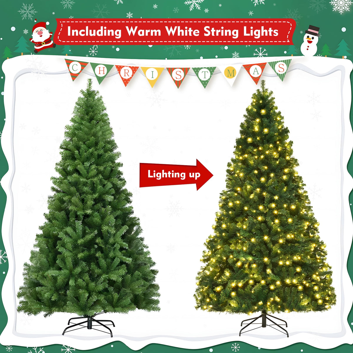 DAYBETTER 6ft Christmas Tree Artificial, Pre-lit with 250 LED Warm White Lights, 800 Branch Tips, Foldable Sturdy Metal Stand for Festival Home, Office Decor, Indoor and Outdoor
