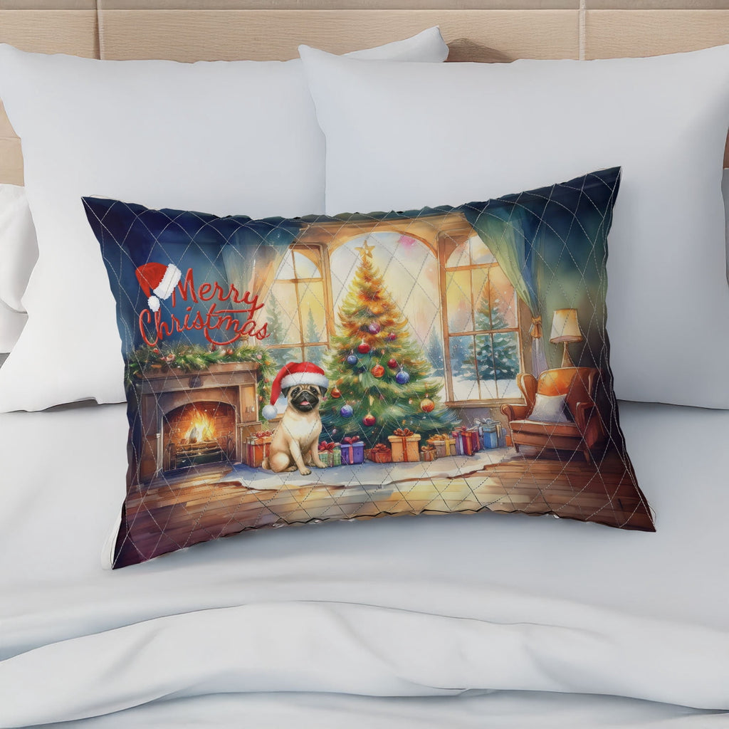 Merry Christmas French Bulldog Santa Hat Xmas Tree Winter Holiday Quilt Bedding Set Dog Lover Gifts 1 Blanket Bed Cover 2 Pillowcases - 01013