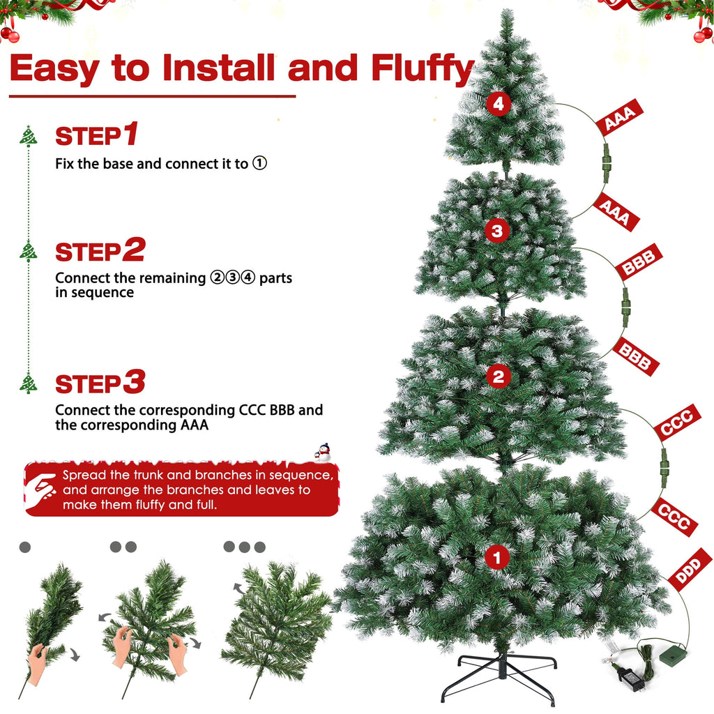 Yexmas 6ft Pre-Lit Green Christmas Tree, 11 Modes Colored LED Lights, Artificial Xmas Tree with Large Storage Bag