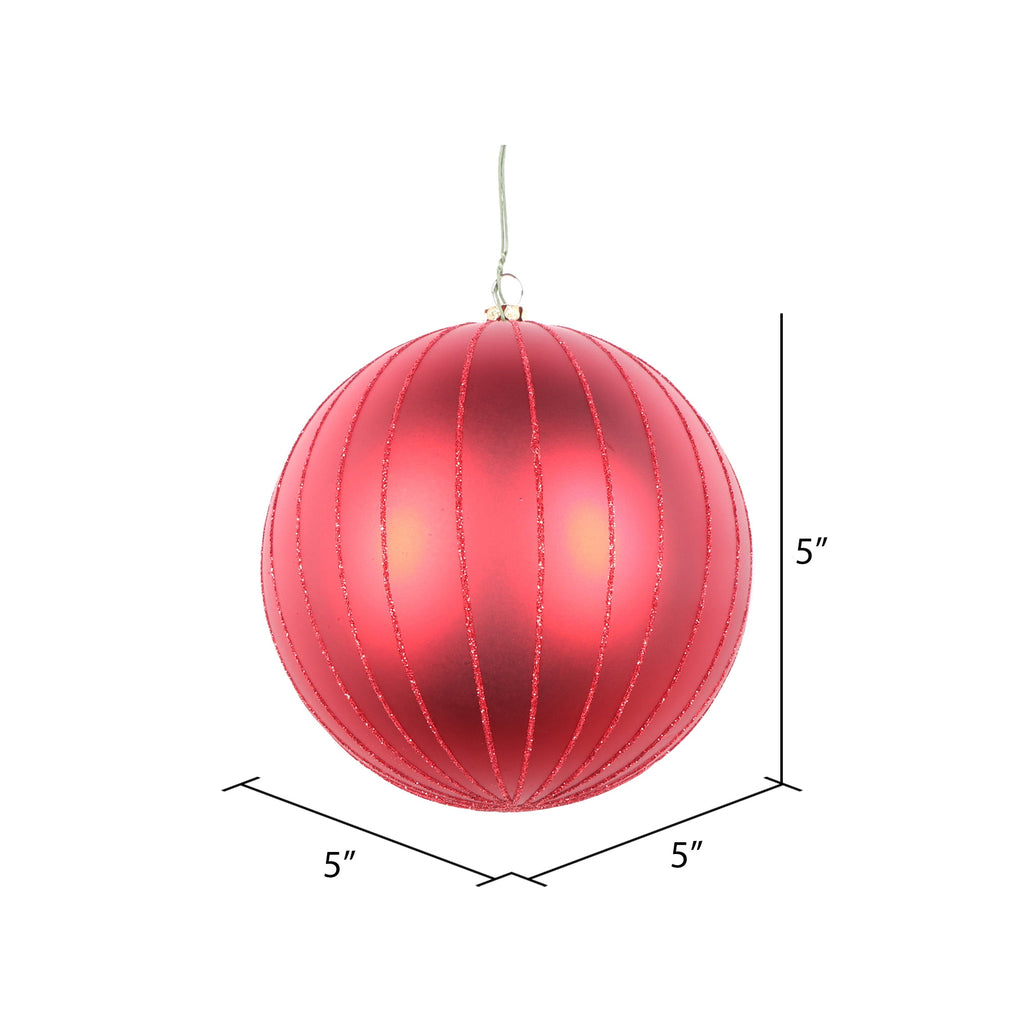 Vickerman 6" Rose Gold Matte Glitter Ball Christmas Ornament, 2 pieces per bag