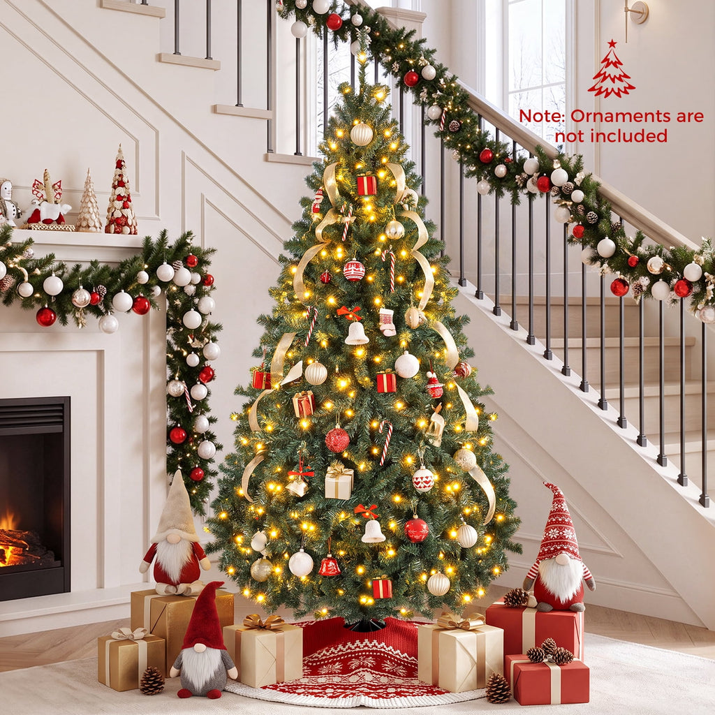 Costway 8Ft Pre-Lit Artificial Christmas Tree Hinged 750 LED Lights