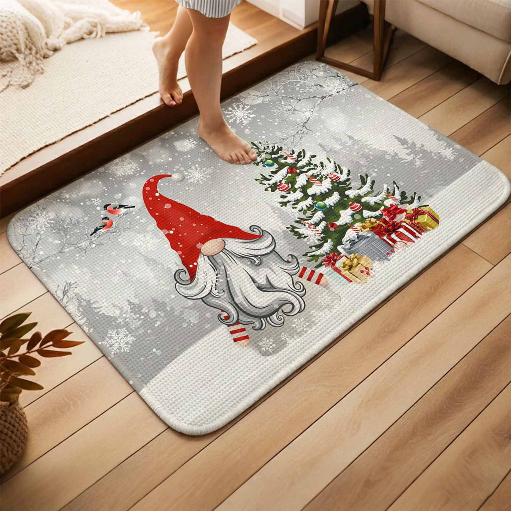 Pink Gnomes Christmas Washable Area Rugs for Living Room Bedroom, Large Non Slip Indoor Floor Carpet Absorbent Xmas Tree Gifts Winter Snowflake Birds Door Mat Rugs for Bathroom Entryway 47.2"x63"