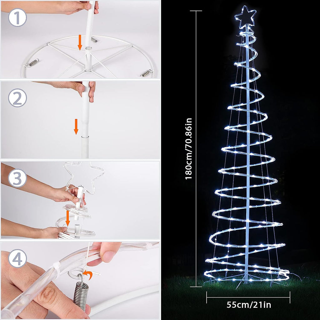 Colorful Lighted Spiral Christmas Tree Lights with Remote, 4FT