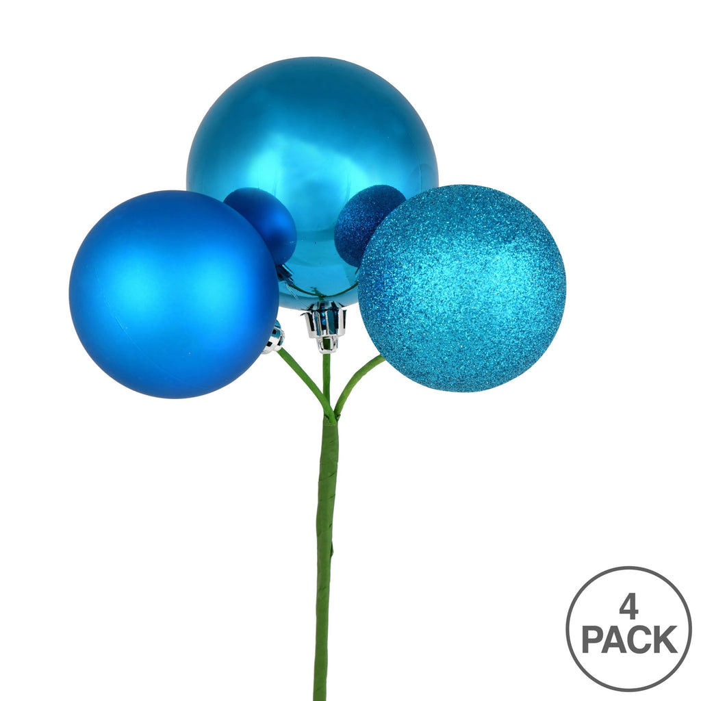 Vickerman 18" Coral Ball Ornament Christmas Pick, 4 per set
