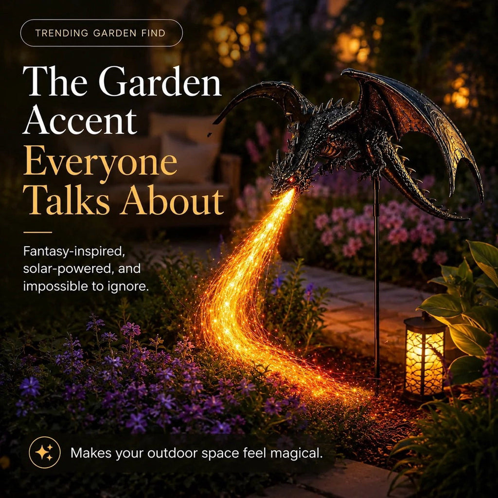 2027 New Solar Dragon Fire Garden Light, 30" Dragon Flame Solar Light, Dragon Garden Stake Outdoor Decor