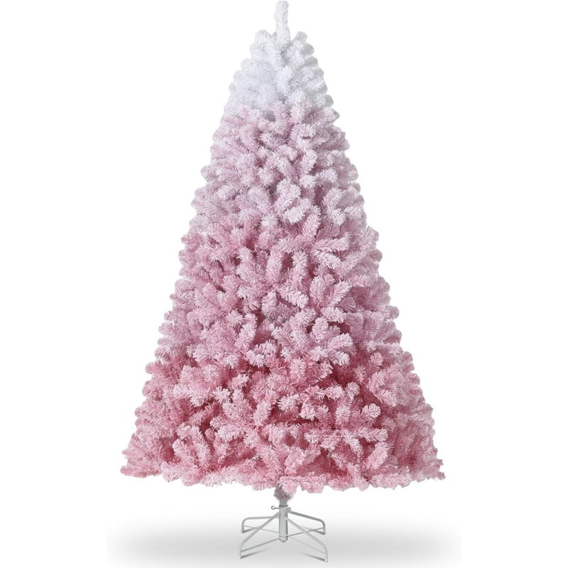 JoanKaren 7.5' Pre-Lit Green Artificial Christmas Tree,Metal Stand Full Xmas Tree with 600 Multicolor Lights