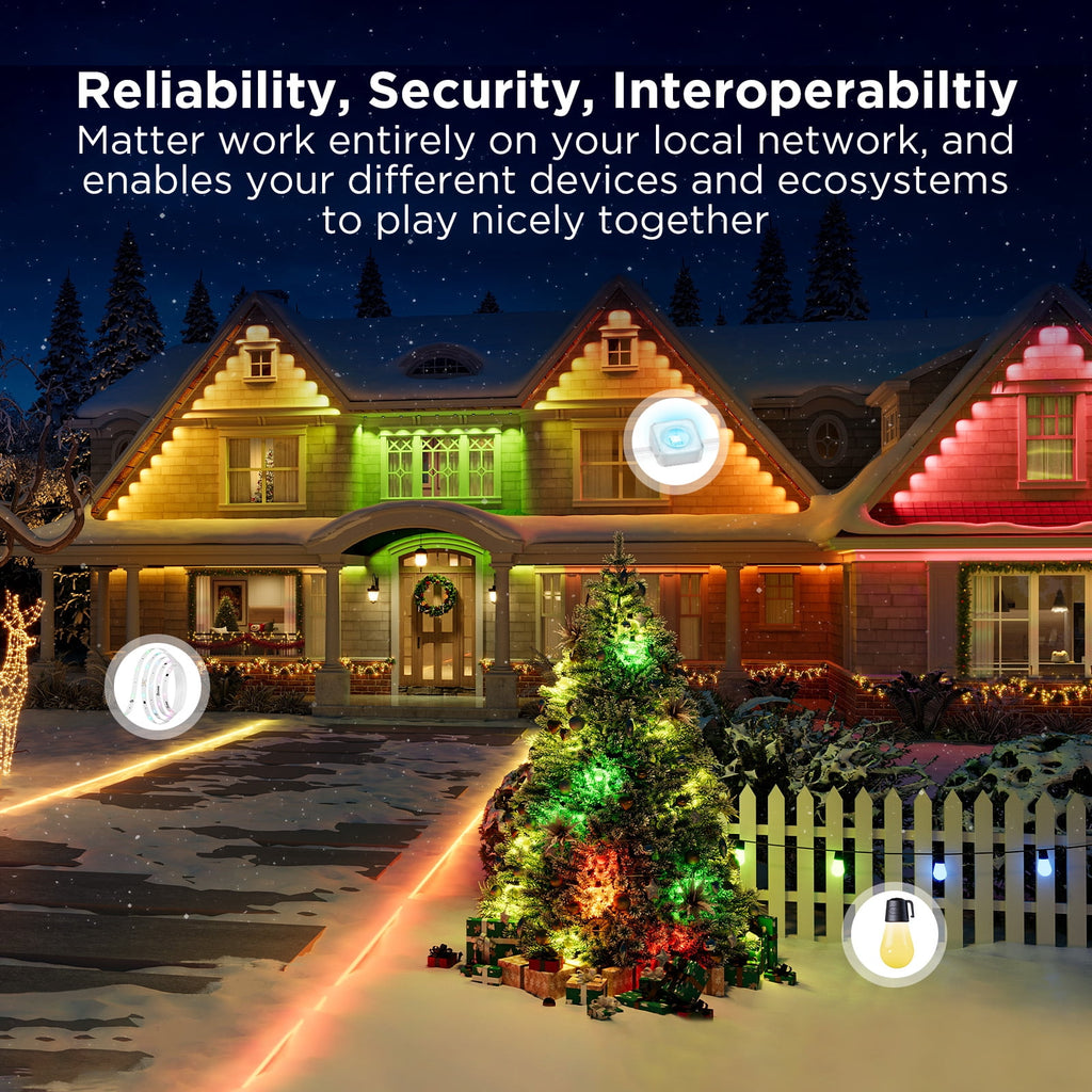 Govee Permanent Outdoor Light 2 (Elite), RGBICW 16 Million Colors Outside Lights with 100 preset modes,IP67 Waterproof,Holiday Decorations For Christmas,Google,Alexa Support,50ft,White