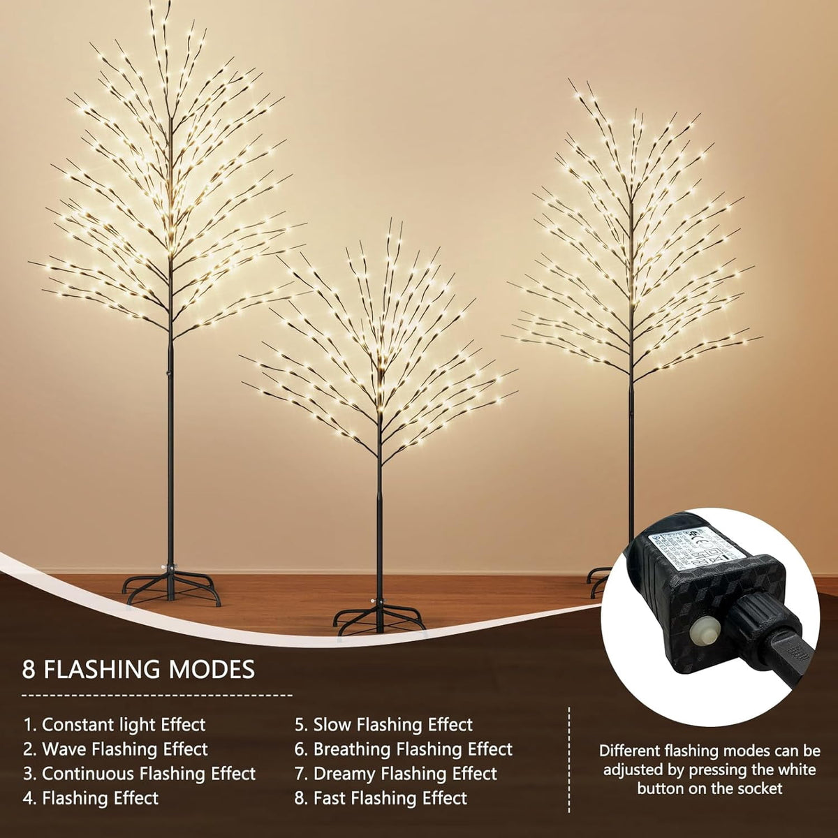ABORON Christmas Decoration Ball Lights, Pre-Lit Hanging Foldable Xmas Light Ball with 8 Lighting Modes for Outdoor Holiday Lights Decor -16.5" 3 Pk