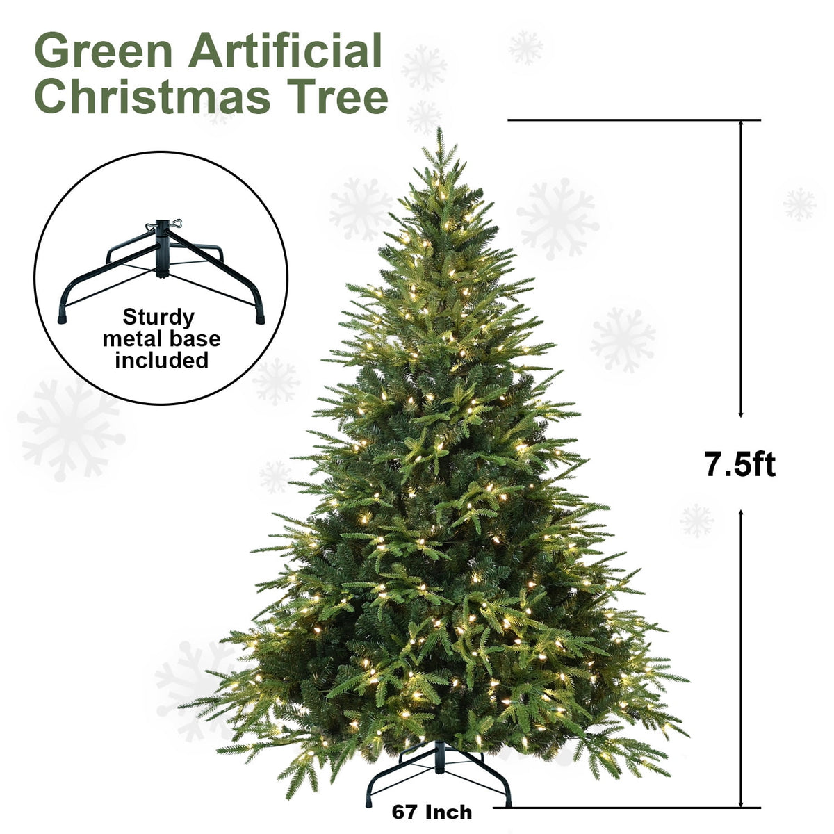 Makeatree 4ft Prelit Artificial Christmas Tree Realistic Fir Xmas Tree with 907 PE PVC Tips & 150 Lights Green & Foldable Base