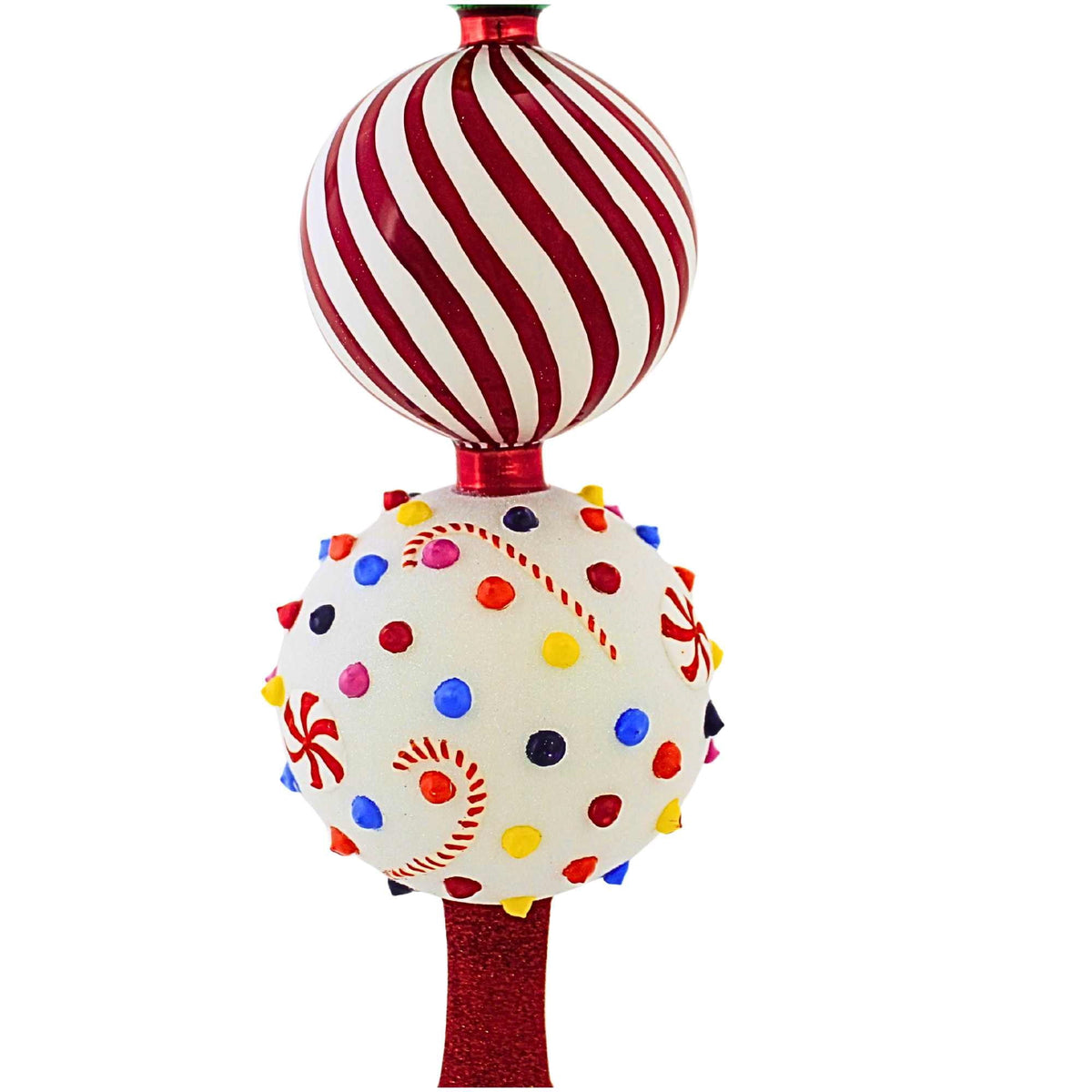 Glitterazzi Candy Theme Finial Polish Glass Christmas Tree Topper 16 Inch New