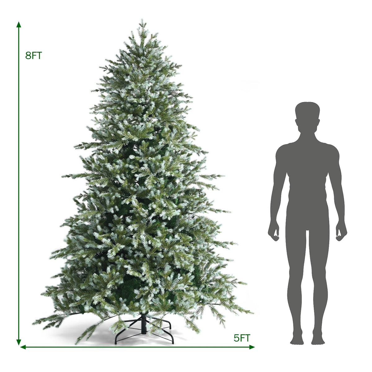 Costway 8ft Hinged Artificial Christmas Spruce Tree w/ 1658 Mixed PE & PVC Tips