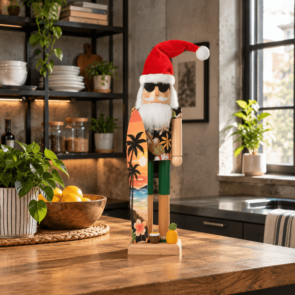 15 Inch Wooden Santa Nutcracker Tropical Christmas Decoration