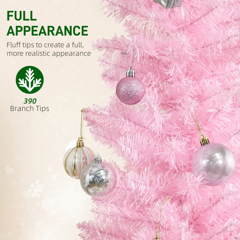 Alvantor Slim Pencil Christmas Tree with 390 Tips, Unlit Artificial Xmas Tree with Plastic Stand 6' Pink