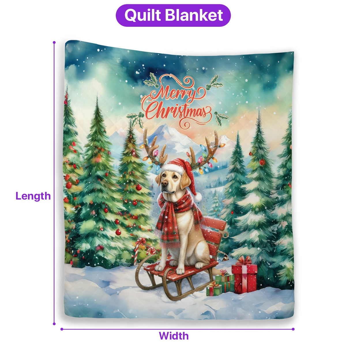 Merry Christmas Santa Reindeer Antlers French Bulldog Sleigh Xmas Winter Holiday Quilt Bedding Set Dog Lover Gifts 1 Blanket Bed Cover 2 Pillowcases - 00023