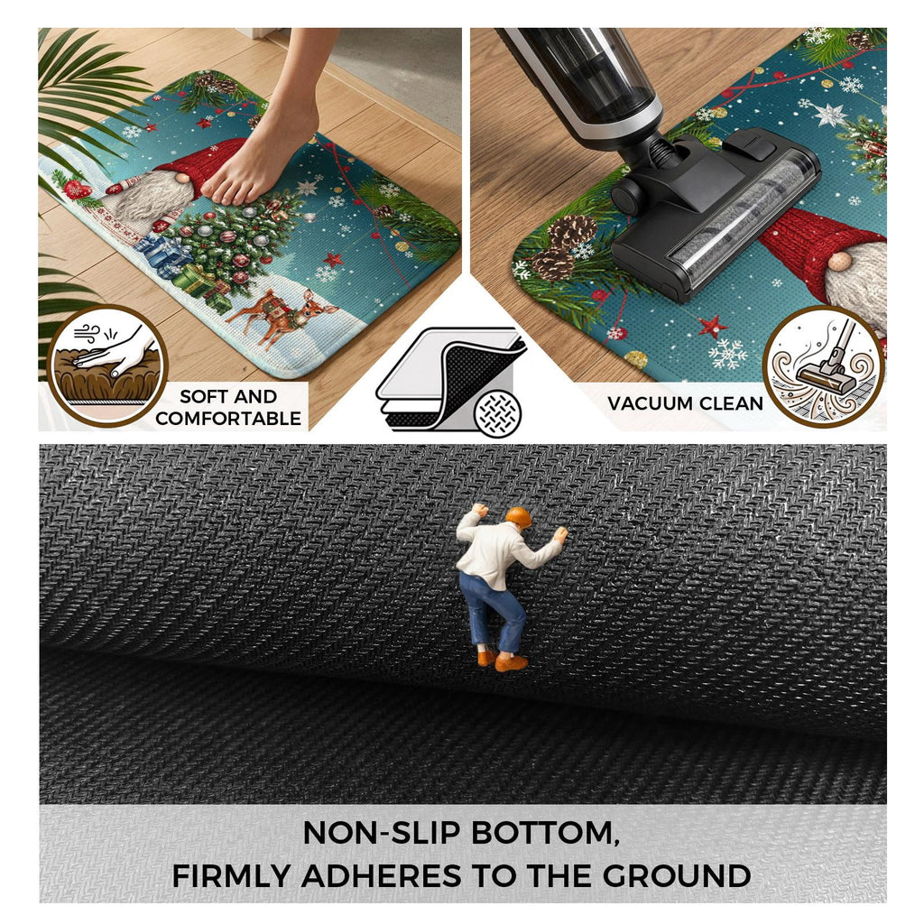 Red Truck Christmas Washable Area Rugs for Living Room Bedroom, Large Non Slip Indoor Floor Carpet Absorbent Xmas Tree Gnomes Navy Blue Snowflake Door Mat Rugs for Bathroom Entryway 63"x90.6"