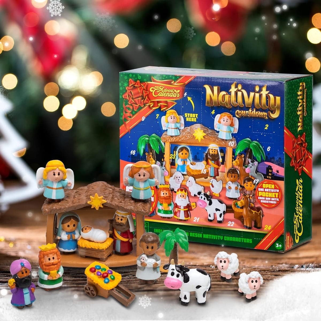 Joyfy Christmas Advent Calendar 2026 Nativity Figurine Set,Christmas Countdown Nativity Scene Set for Kids Boys Girls,24 PCS Nativity Advent Calendar