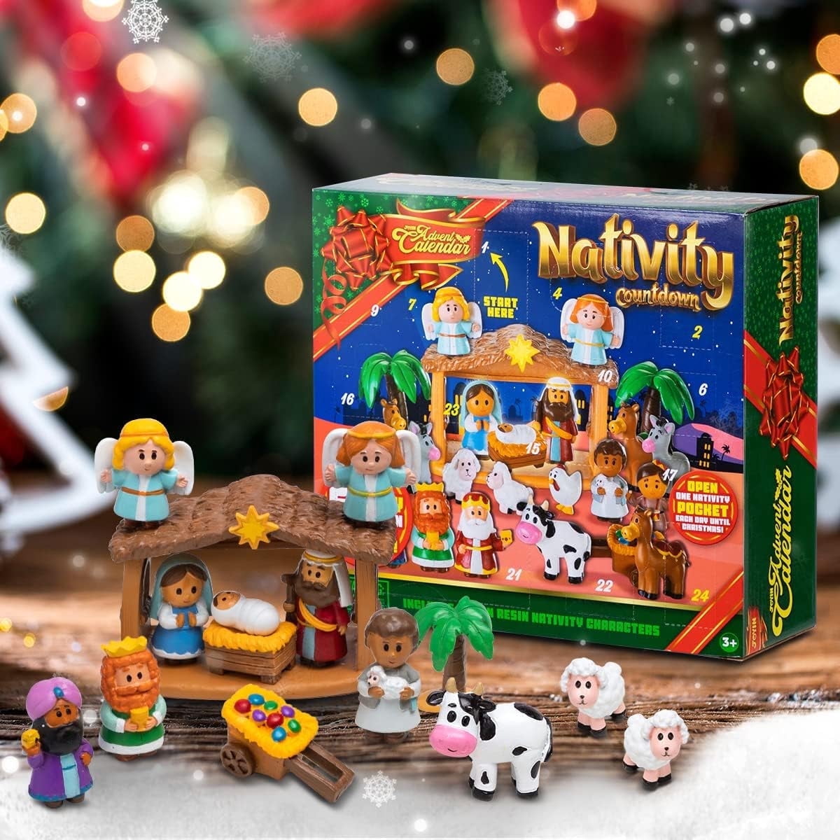 Joyfy Christmas Advent Calendar 2026 Nativity Figurine Set,Christmas Countdown Nativity Scene Set for Kids Boys Girls,24 PCS Nativity Advent Calendar