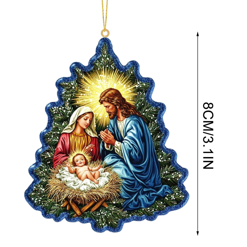 Xuniizn Nativity Ornaments, Christmas Nativity Scene Ornaments Acrylic Christmas Tree Decorations for Xmas Tree, Home, Office, Hanging Ornament, Religious Gifts, Party Decor, Christmas Decorations