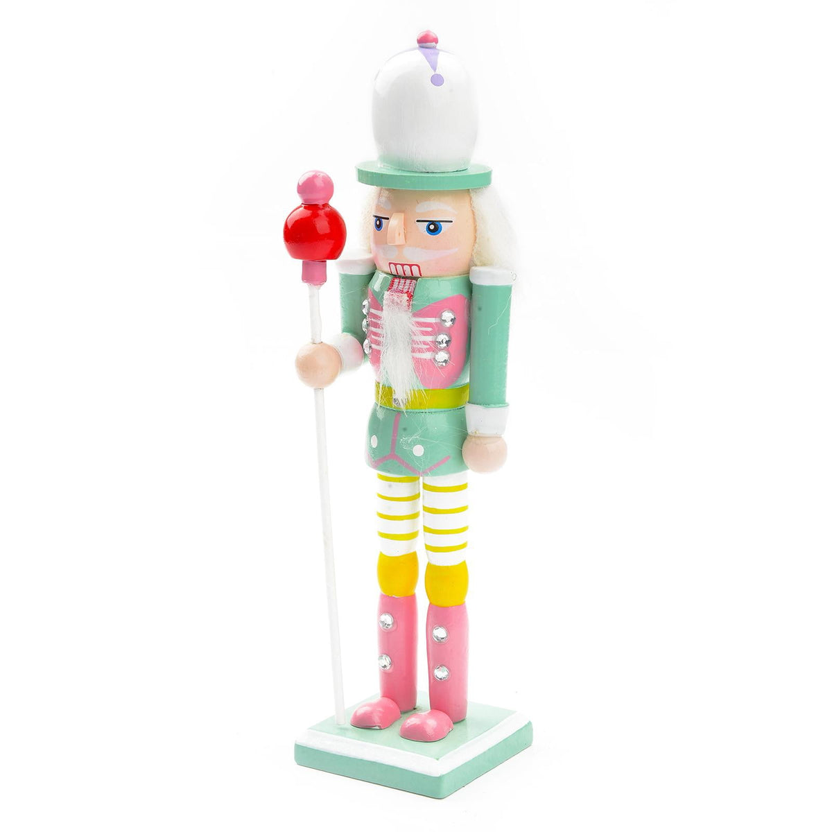 4 Pieces Christmas Nutcracker Ornaments Wooden Nutcracker Doll Decorative Statues Puppet for Shelves Home Decor Festival Xmas Gifts Holiday M