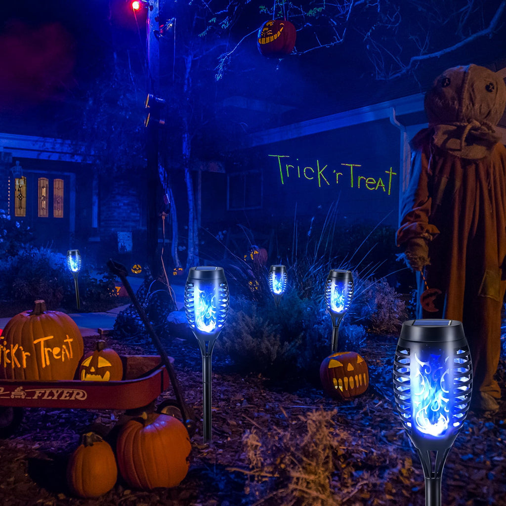 Toodour Outdoor Solar Lights, 6 Pack LED Solar Torch Lights with Flickering Flame, Waterproof Halloween Decoration for Patio Lawn Yard Pathway Garden
