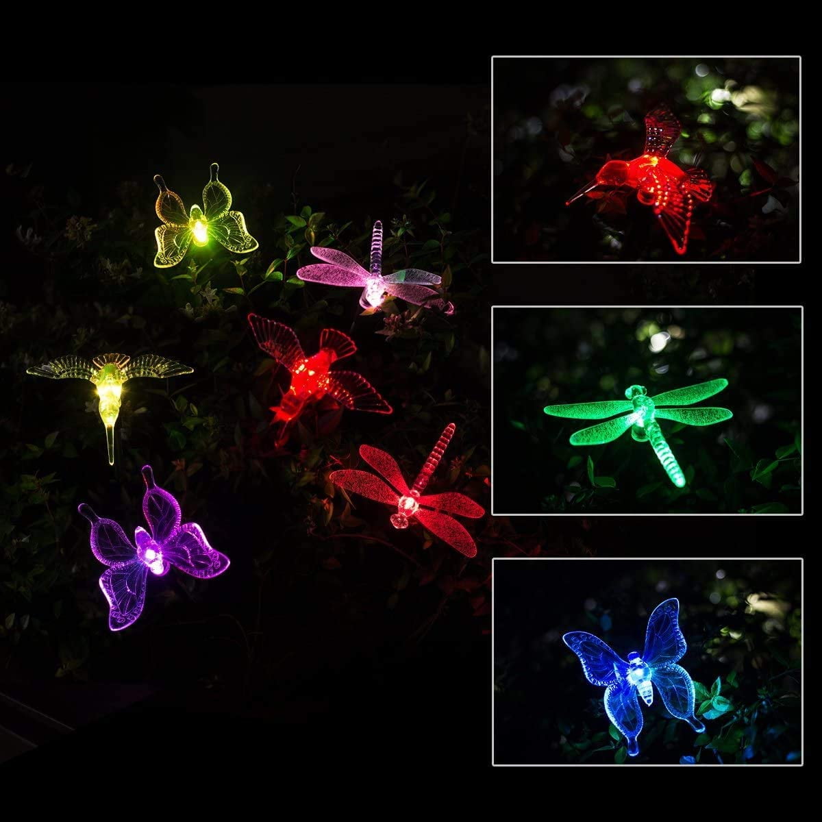 QiShi Solar Garden Lights Tree Outdoor Multi-Color Changing LED Stake Lights Flower for Garden, Patio, Yard and Decoration Solar Flickering Tree Lights (Tree,2 Pack)