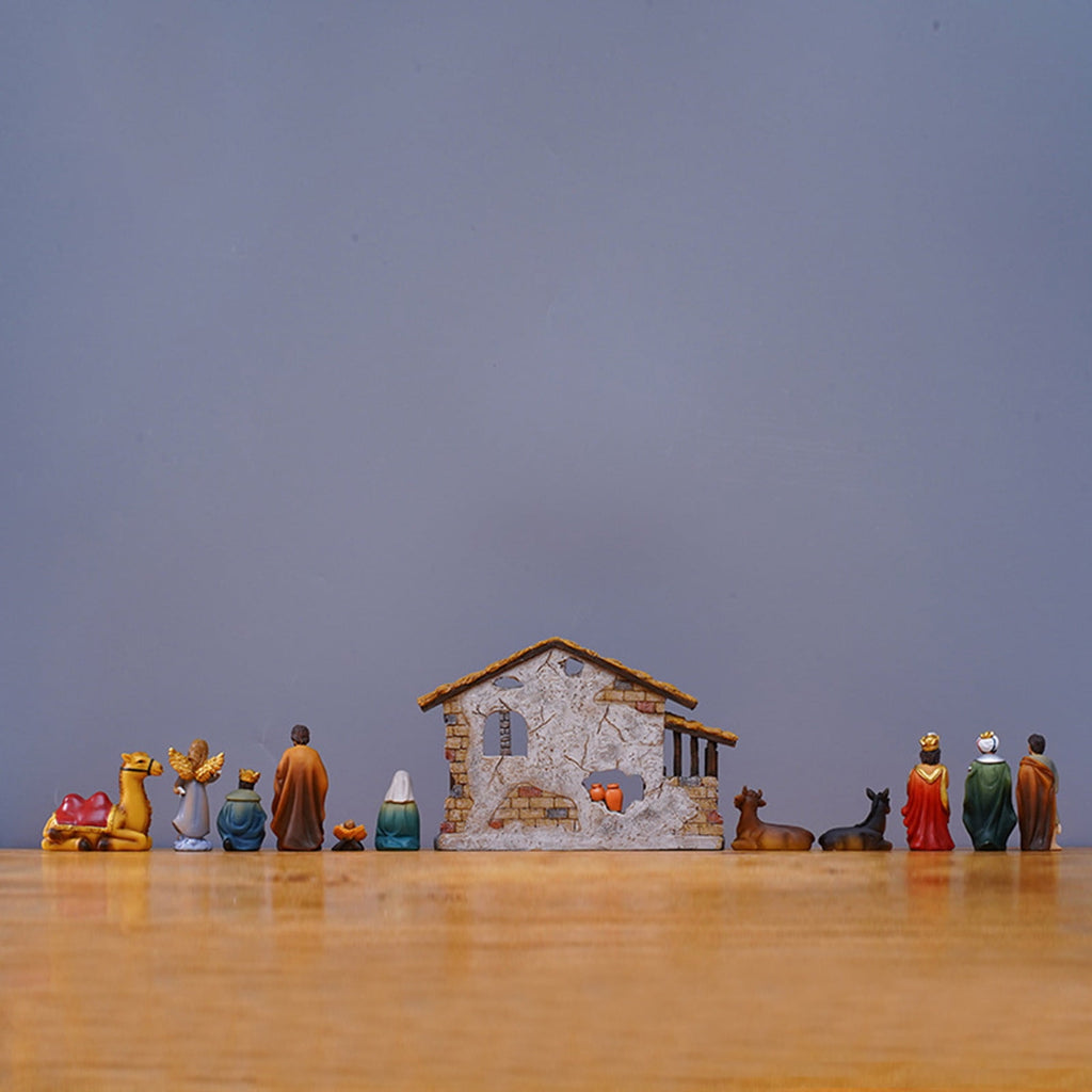 YiJuHui 1pcs Nativity Set Resin Holy Scene Hand Painted Ornament, Religious Christmas Decor for Home Tabletop Mantel Display