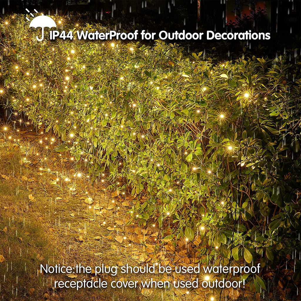Christmas Net Lights Outdoor, 192 LED 9.8Ft x 6.6Ft Net Lights, Waterproof Christmas Outdoor Mesh Lights for Tree Bushes Holiday Party Garden, Holiday Wedding Party Decorations