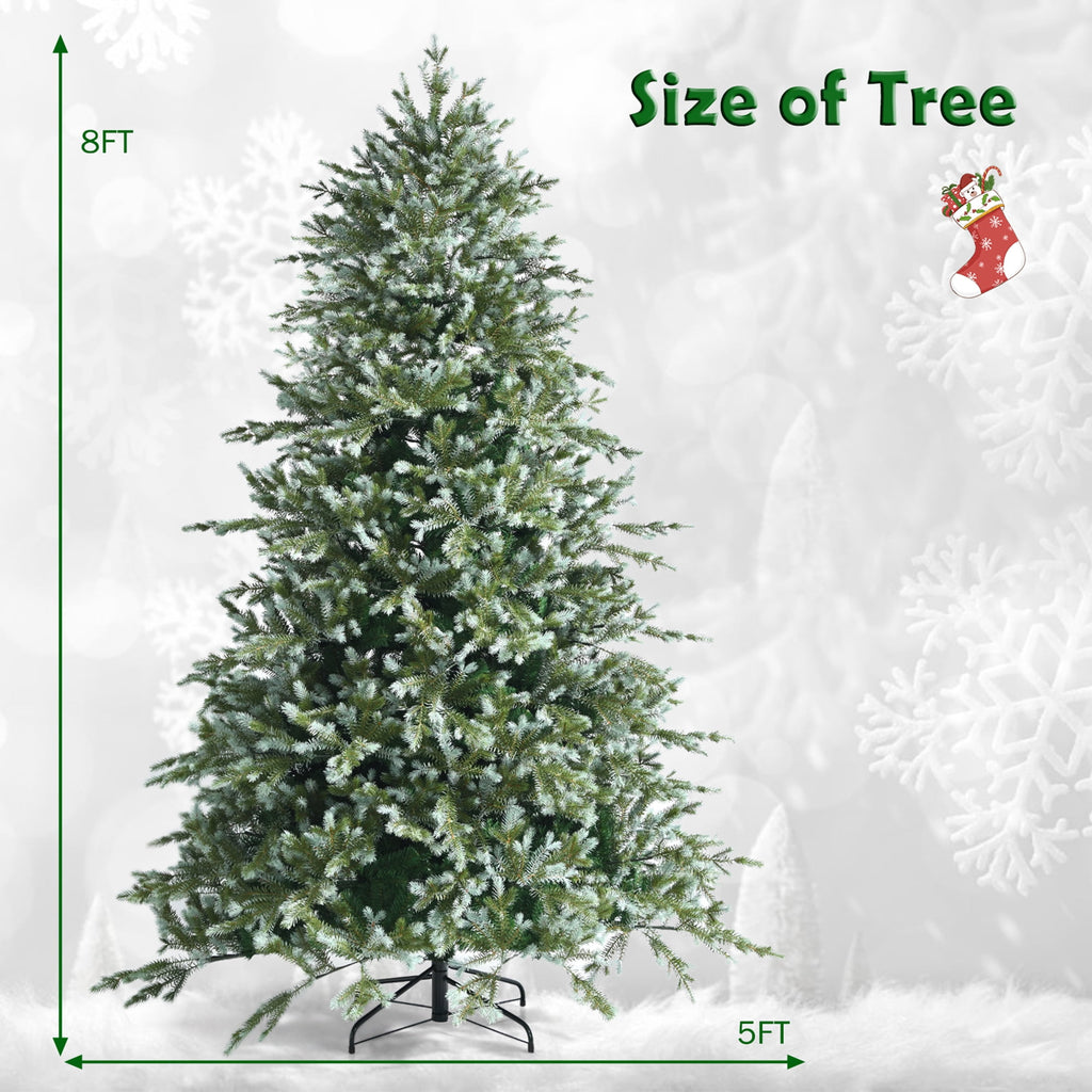 Gymax 7 Ft Artificial Christmas Tree Unlit Hinged Xmas Tree w/ Metal Stand