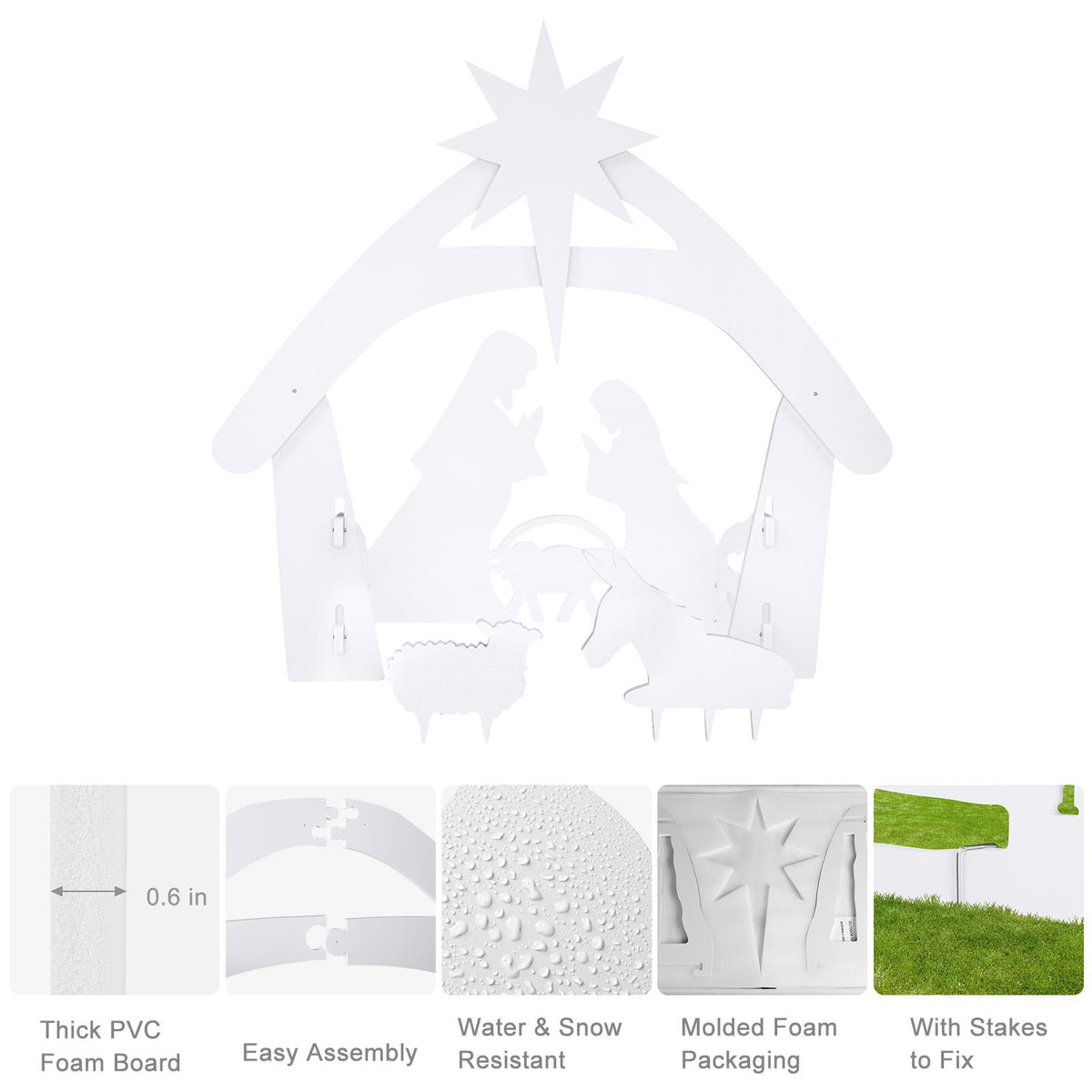 Ktaxon Christmas Outdoor Nativity Scene Large Holy Family Christmas Decorations for Front Yard and Church