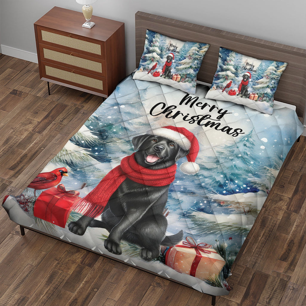 Merry Christmas French Bulldog Enjoys Woofmas Winter Xmas Holiday Quilt Bedding Set Dog Lover Gifts 1 Blanket Bed Cover 2 Pillowcases - 02022