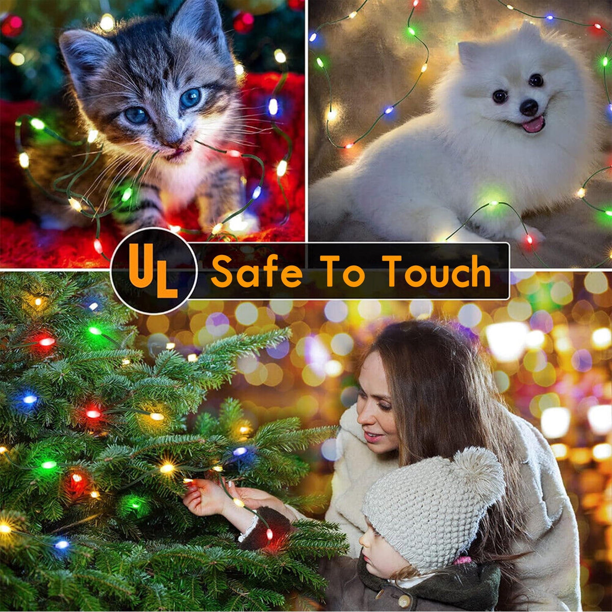 IC ICLOVER Christmas Tree String Lights Decorations with Ring Smart APP, 400 LED Waterfall Lights IP65 Waterproof Multi-Modes with Remote Color Changing Lights for Wedding Yard Party Home Holiday