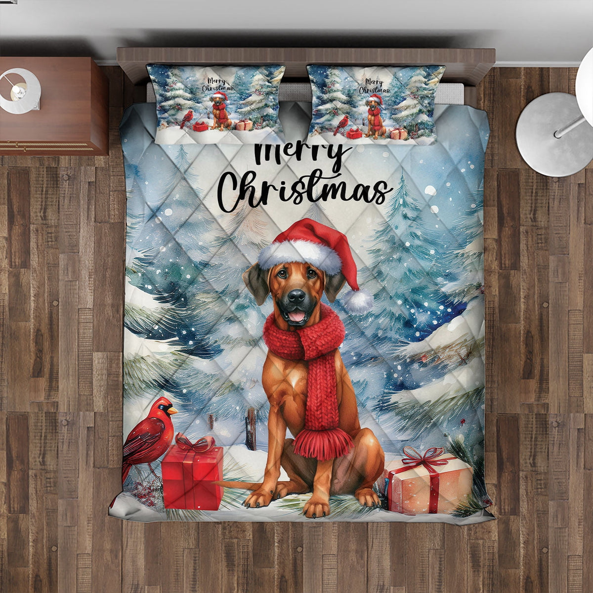 Merry Christmas French Bulldog Enjoys Woofmas Winter Xmas Holiday Quilt Bedding Set Dog Lover Gifts 1 Blanket Bed Cover 2 Pillowcases - 02022
