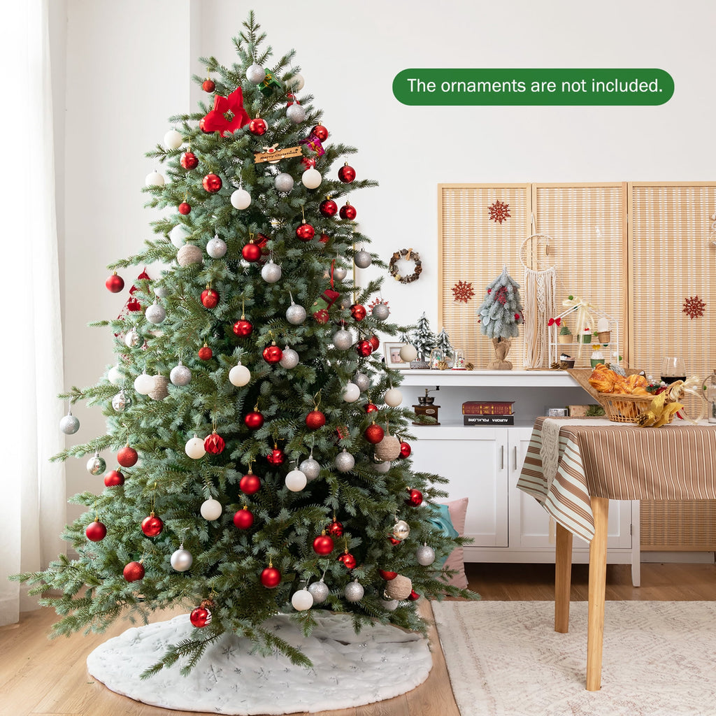 Gymax 7 Ft Artificial Christmas Tree Unlit Hinged Xmas Tree w/ Metal Stand